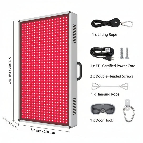 Red Light Therapy Panel Designed for Full Body Recovery, 660nm/850nm Dual-Chip LEDs, Pulse Modes, Timer Settings