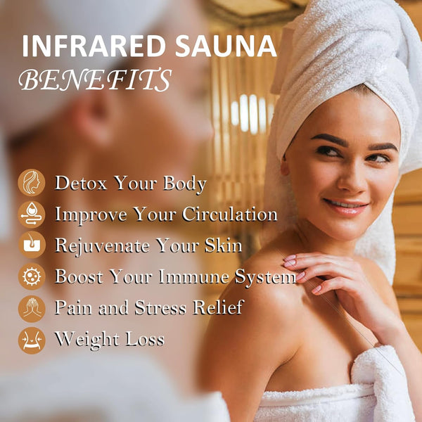 Infrared Sauna Built for Indoor Relaxation, Low EMF Carbon Crystal Panels, Canadian Hemlock Wood, Dual Controllers