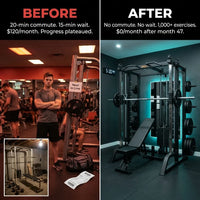 Smith Machine Gym System Built for Complete Strength Training, Triple Cable Stacks, 1000+ Exercises, 2500 lb Rating — Before & After
