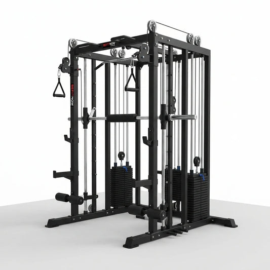 Smith Machine Gym System Built for Complete Strength Training, Triple Cable Stacks, 1000+ Exercises, 2500 lb Rating — Studio Shot